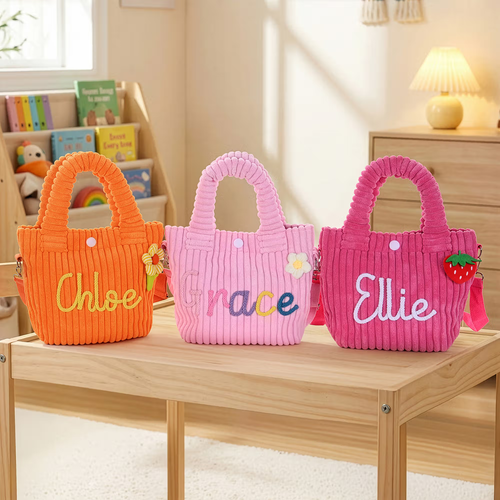 Cute Flower Lollipop Strawberry Corduroy Crossbody Bag