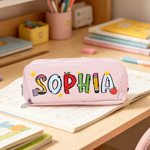 Pencil Notebook Apple Ruler Element Name Three-Layer Pencil Case