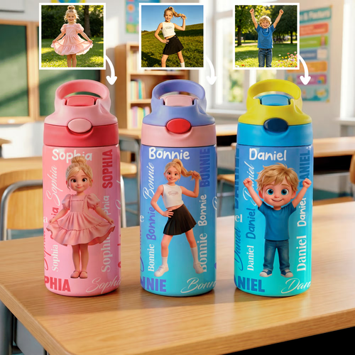 Personalized BPA-Free Transparent or Insulated Water Bottle with Straw