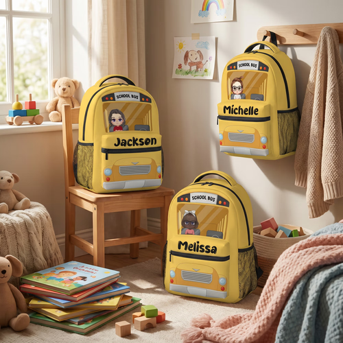 School Bus Cartoon Character School Bag