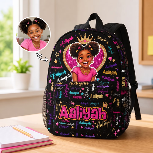 Starry Cartoon Photo Word Cloud Large Capacity Kids Backpack